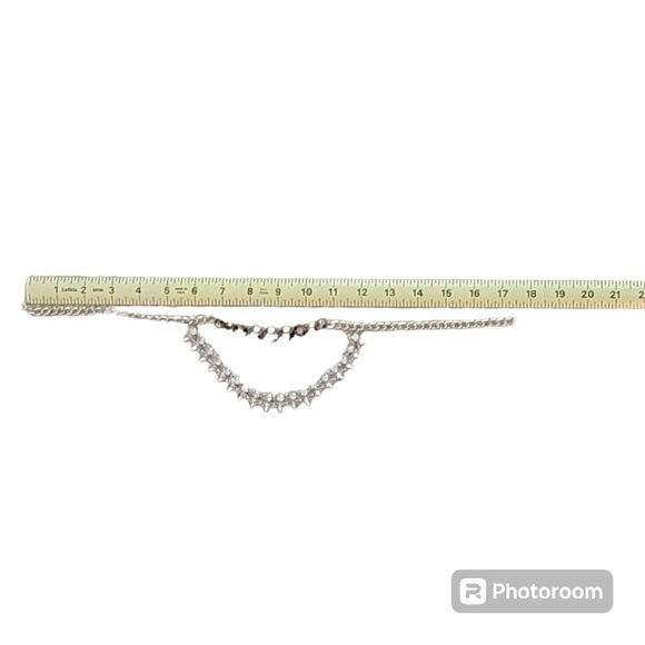 Double Strand Bib Necklace with Rhinestone Teardrops and Bronze Gem Stones - Picture 5 of 7